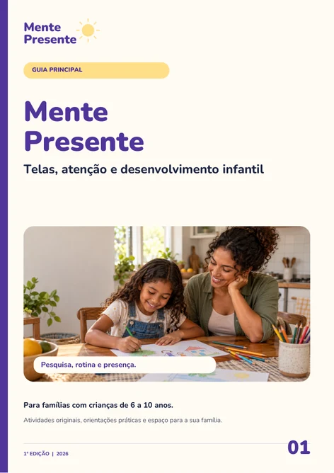 Capa do guia Mente Presente: Telas, atenção e desenvolvimento infantil